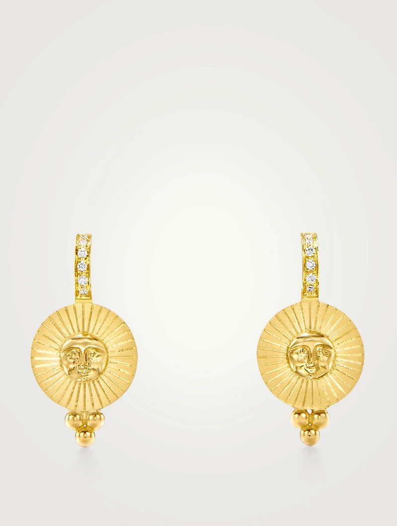 18K Gold Sole Earrings With Diamonds