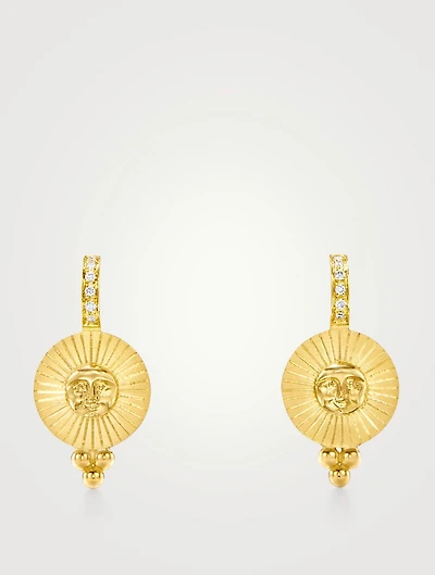18K Gold Sole Earrings With Diamonds
