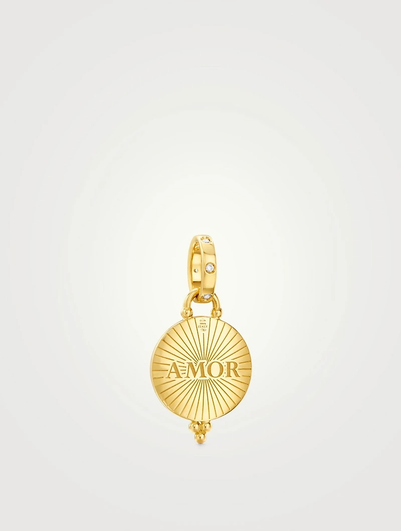 18K Gold Amor Pendant With Diamonds