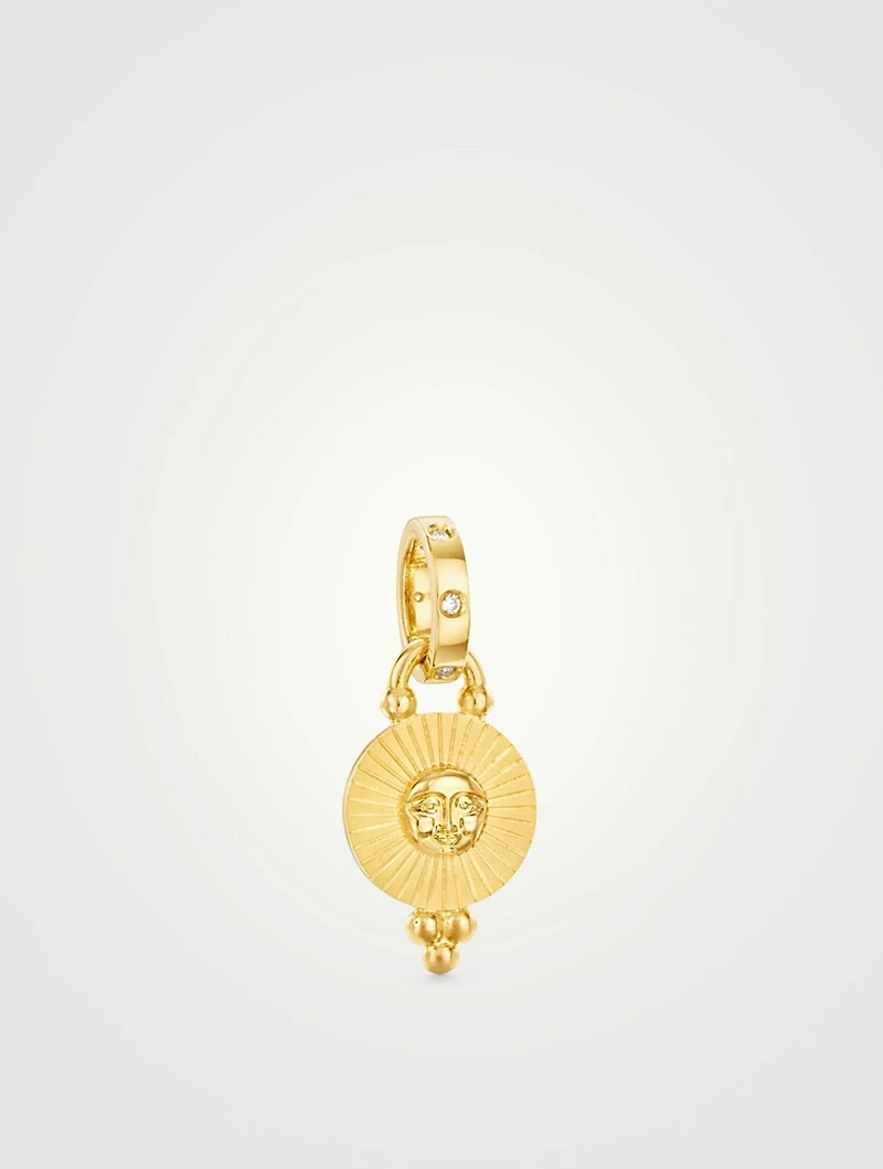 18K Gold Mini Sole Pendant With Diamonds
