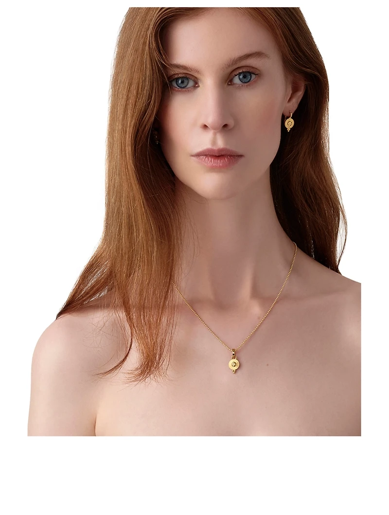 18K Gold Mini Sole Pendant With Diamonds