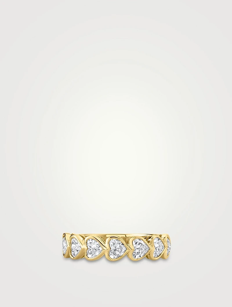 18K Gold Demi Eternity Ring With Heart-Shaped Diamonds