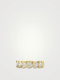 18K Gold Demi Eternity Ring With Heart-Shaped Diamonds