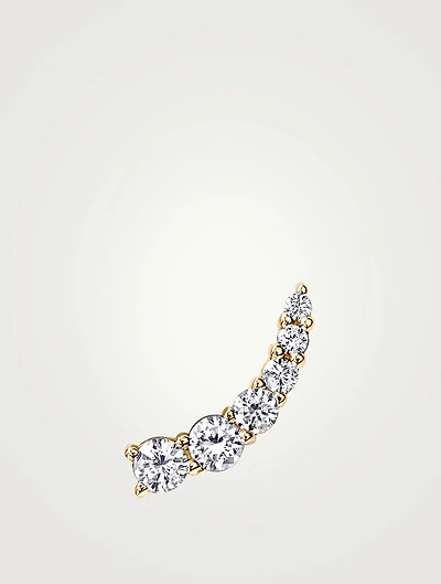 18K Yellow Gold Small Floating Left Stud Earring With Diamonds