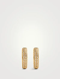 18K Yellow Gold Two-Row Huggie Hoop Earrings With Diamonds