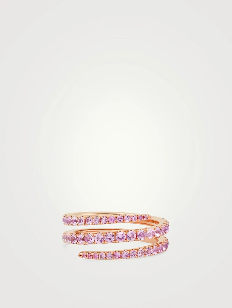 18K Rose Gold Pink Sapphire Coil Ring