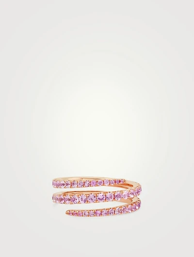 18K Rose Gold Pink Sapphire Coil Ring