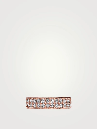 18K Rose Gold Two Row Ear Cuff With Diamonds