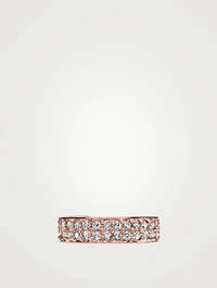 18K Rose Gold Two Row Ear Cuff With Diamonds