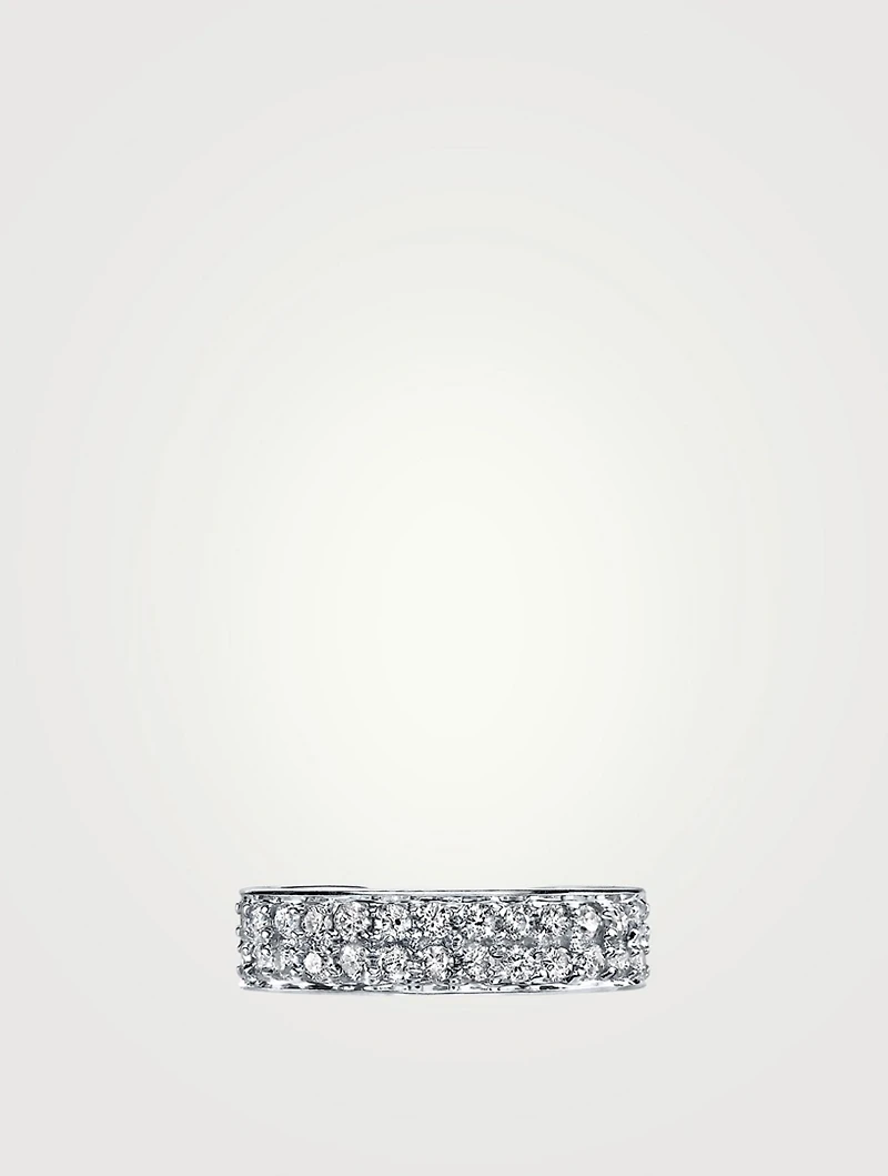 18K White Gold Two Row Ear Cuff With Diamonds