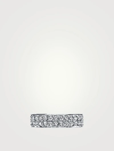 18K White Gold Two Row Ear Cuff With Diamonds