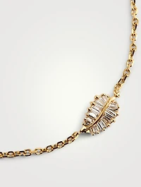 18K Yellow Gold Small Palm Leaf Bracelet With Diamonds