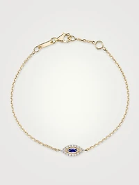 18K Yellow Gold Evil Eye Bracelet With Sapphire And Diamonds
