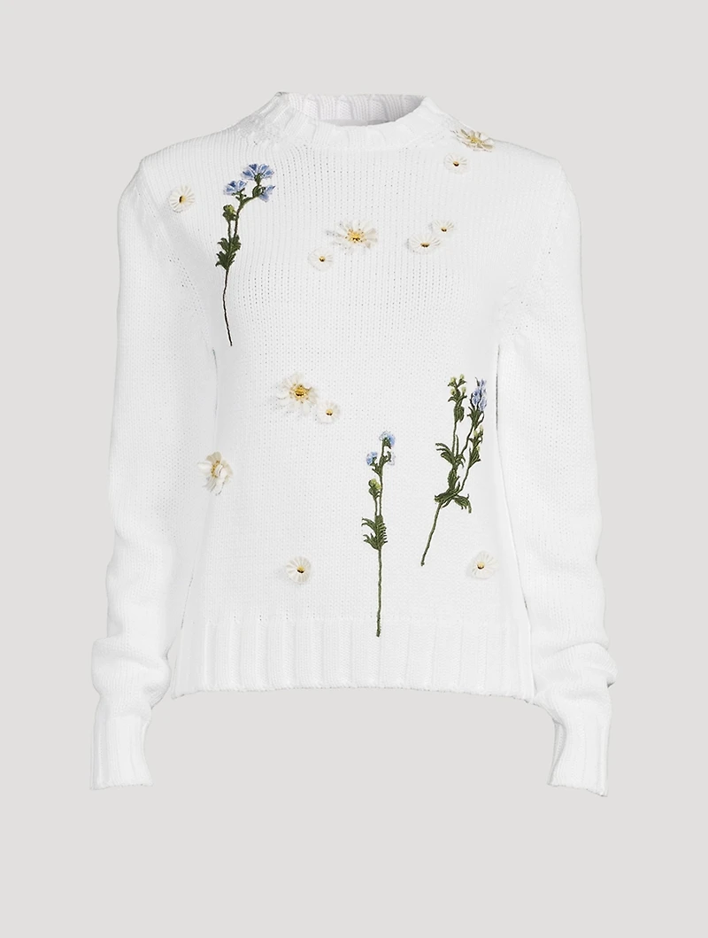 Scattered Floral Embroidered Sweater