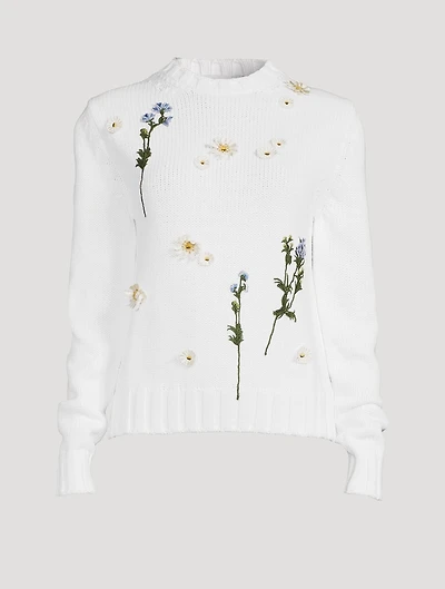 Scattered Floral Embroidered Sweater