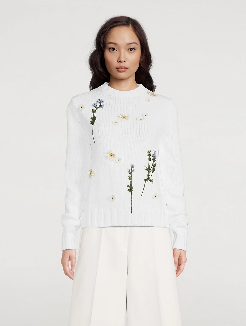 Scattered Floral Embroidered Sweater