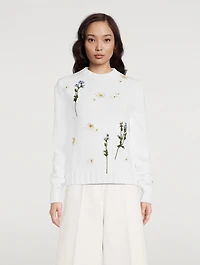 Scattered Floral Embroidered Sweater