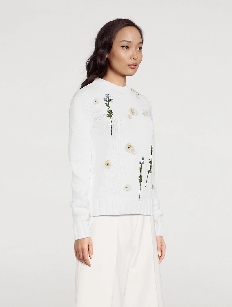 Scattered Floral Embroidered Sweater