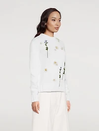 Scattered Floral Embroidered Sweater
