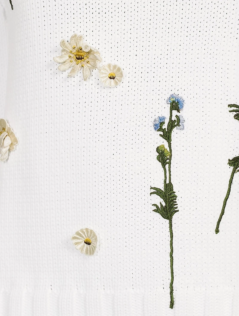 Scattered Floral Embroidered Sweater