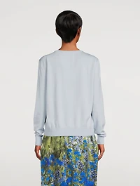 Silk Insert Wool Cardigan Floral Field Print