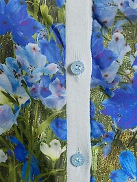 Silk Insert Wool Cardigan Floral Field Print