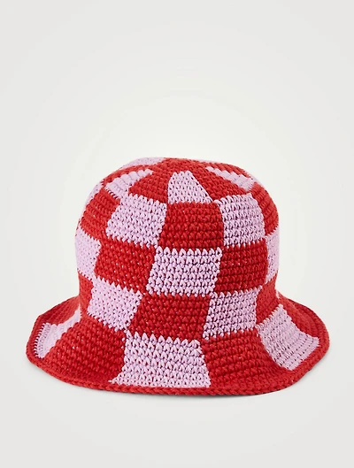 Be Mine Checkered Crochet Bucket Hat