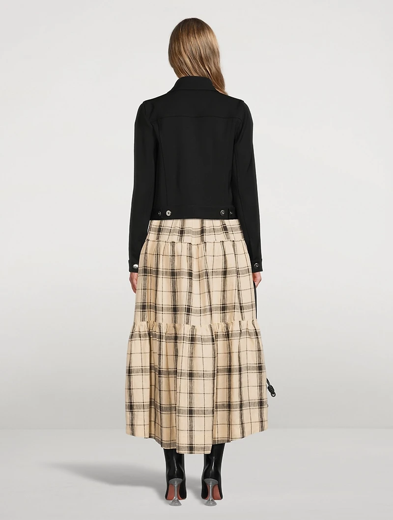 Indra Cross-Back Linen Midi Dress Check Print