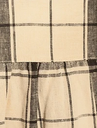 Indra Cross-Back Linen Midi Dress Check Print