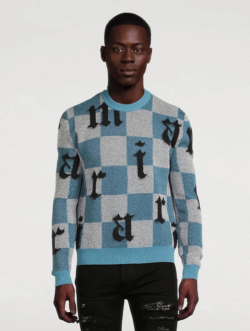 Cashmere Logo Sweater Check Print