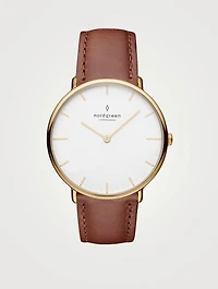 Native Stainless Steel Leather Strap Watch