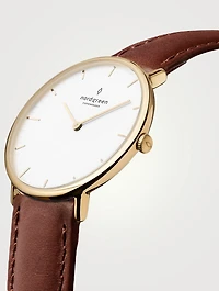 Native Stainless Steel Leather Strap Watch