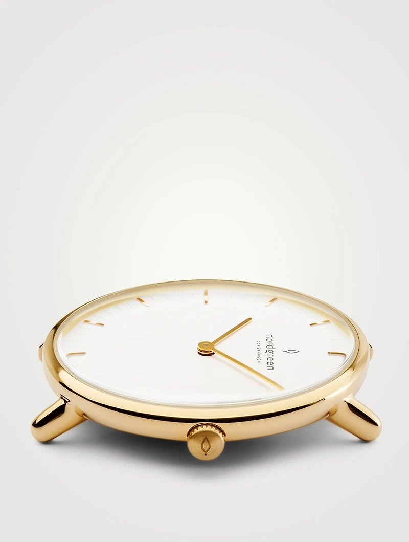Native Stainless Steel Leather Strap Watch