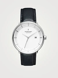 Philosopher Stainless Steel Leather Strap Watch