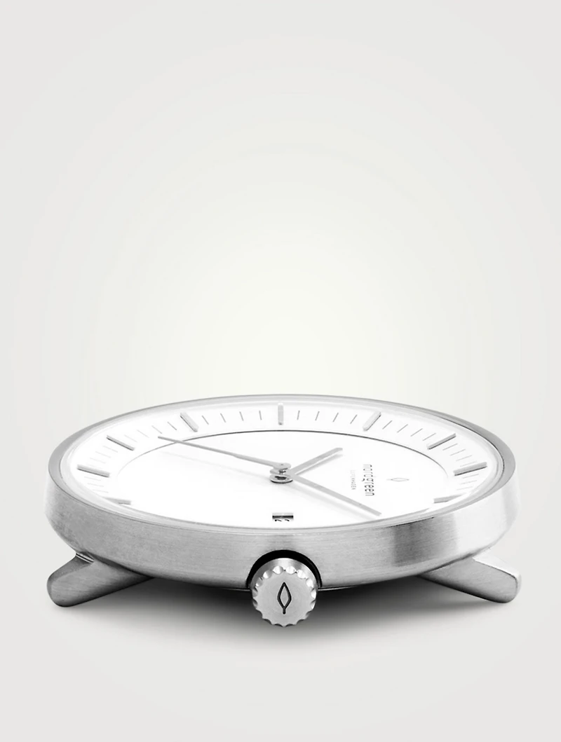 Philosopher Stainless Steel Leather Strap Watch