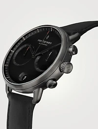 Pioneer Chronograph Stainless Steel Leather Strap Watch
