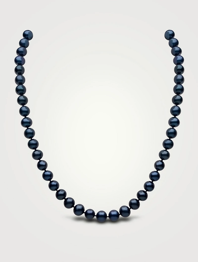 Classic 18K Gold Black Freshwater Pearl Necklace
