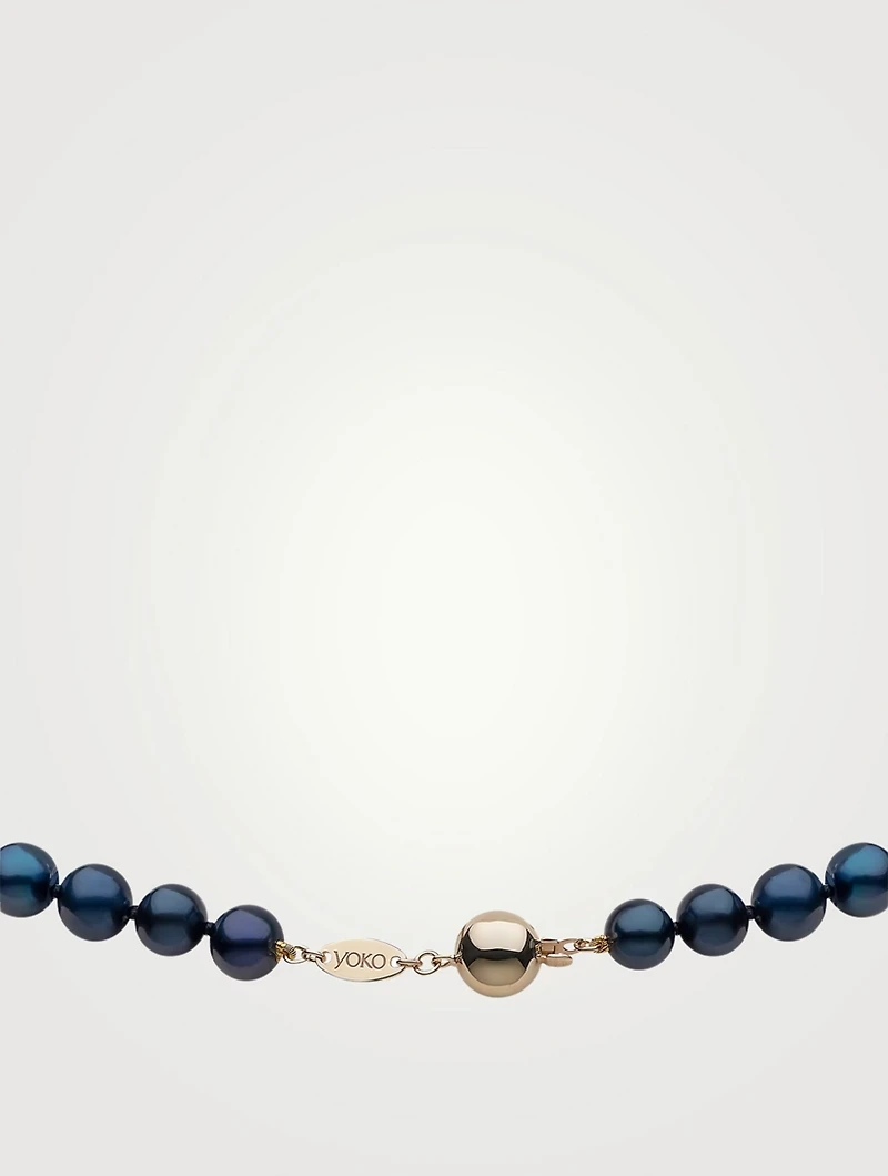 Classic 18K Gold Black Freshwater Pearl Necklace