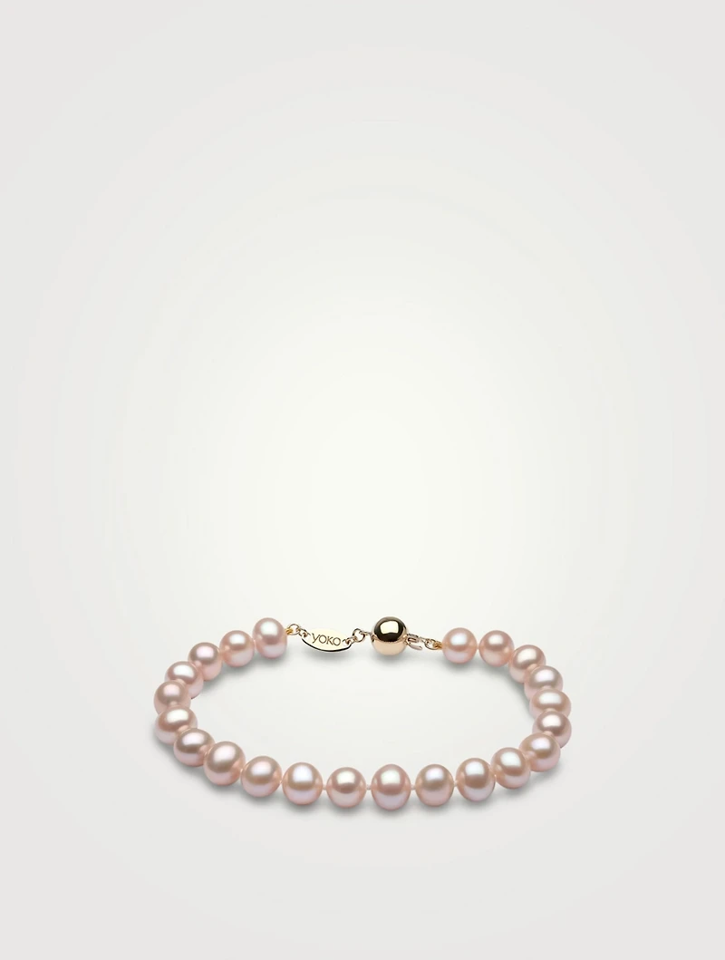 Classic 18K Gold Pink Freshwater Pearl Bracelet