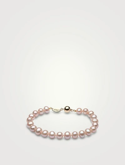 Classic 18K Gold Pink Freshwater Pearl Bracelet
