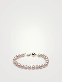 Classic 18K Gold Pink Freshwater Pearl Bracelet