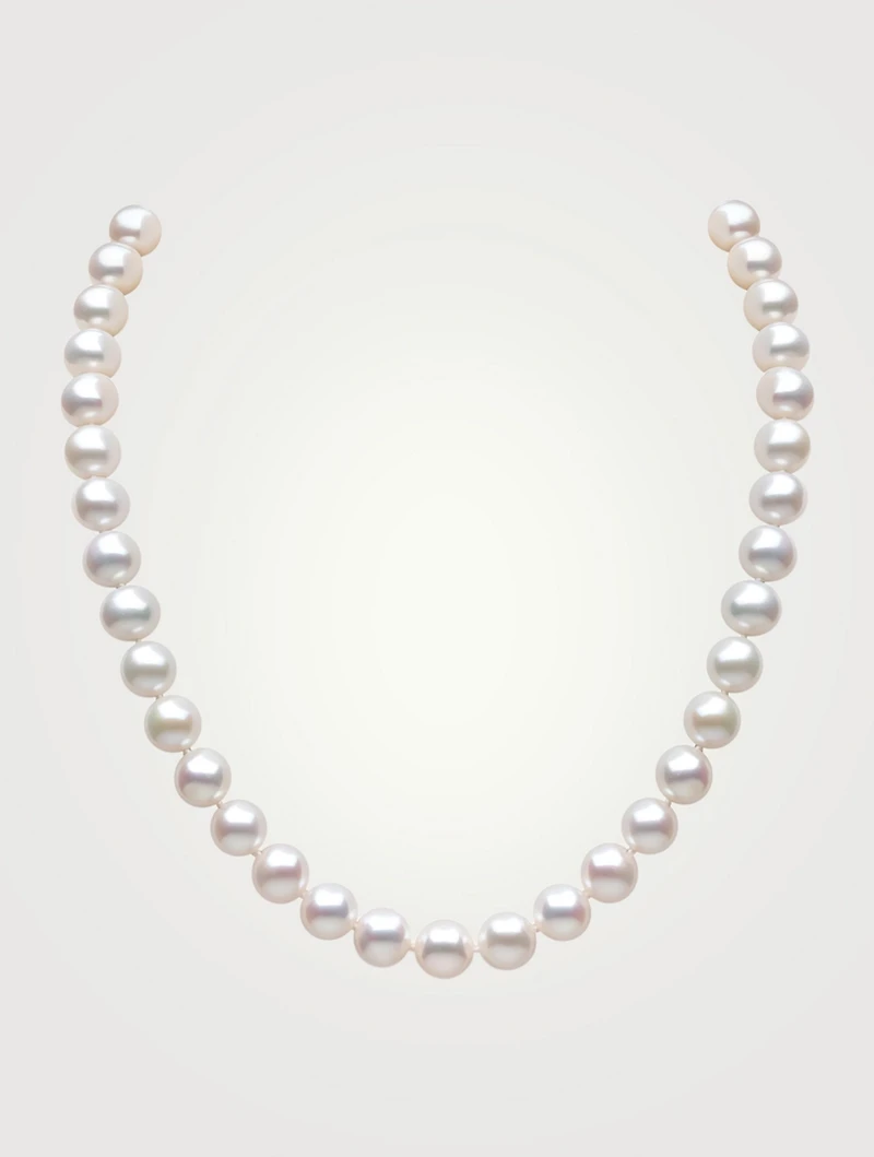 Classic 18K Gold White Freshwater Pearl Necklace