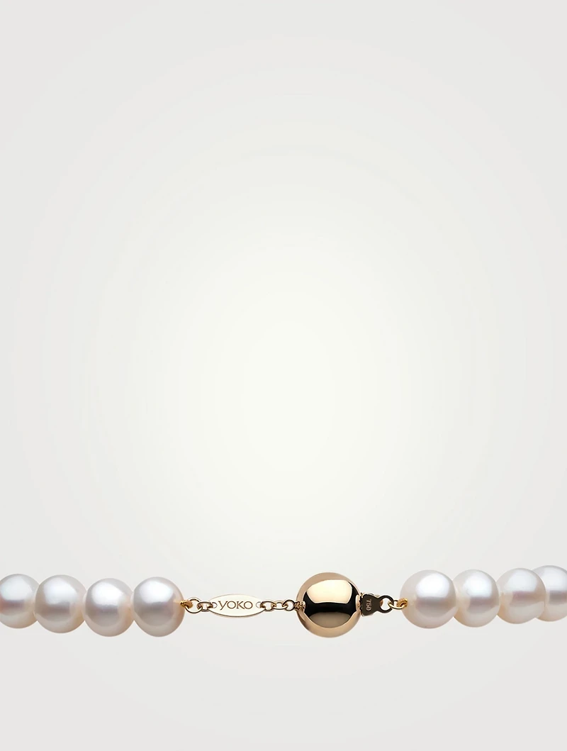 Classic 18K Gold White Freshwater Pearl Necklace