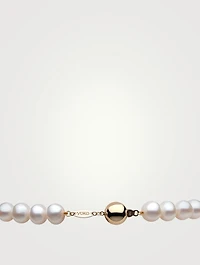 Classic 18K Gold White Freshwater Pearl Necklace
