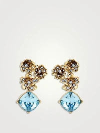 Floral Pendant Earrings With Crystals