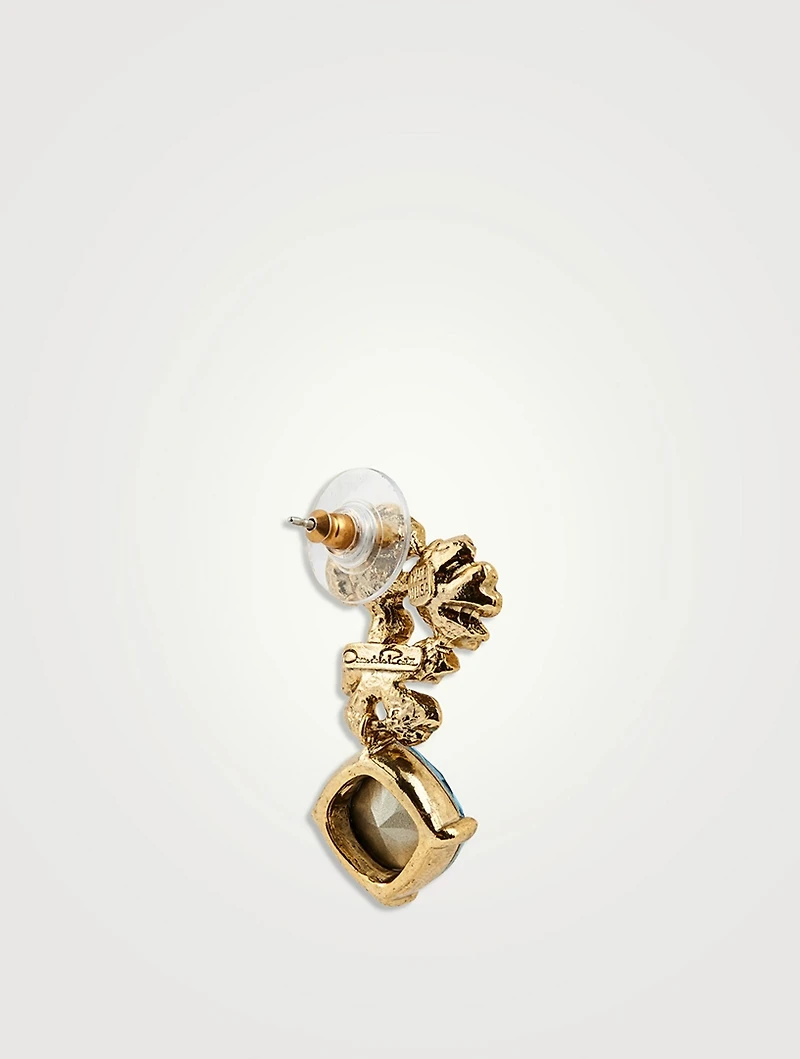 Floral Pendant Earrings With Crystals