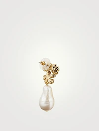 Floral Pendant Earrings With Pearls