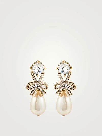Bow Earrings With Pearls