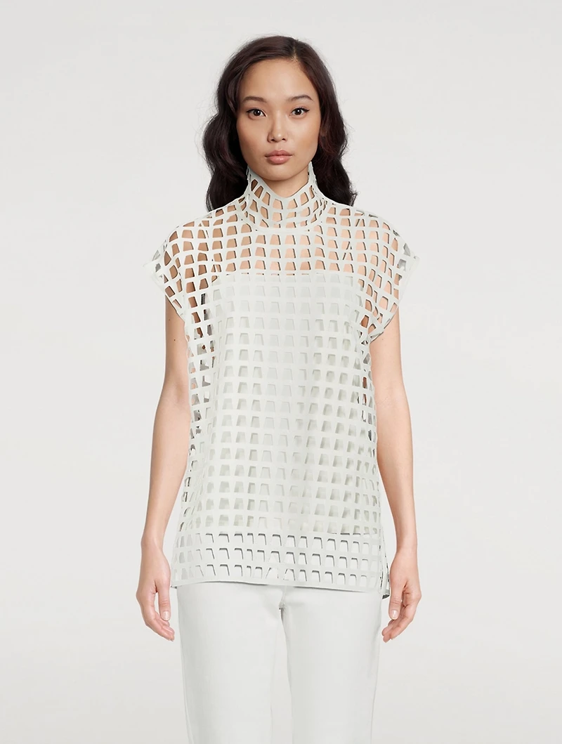 Open Grid Tunic Blouse