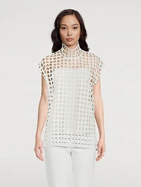 Open Grid Tunic Blouse